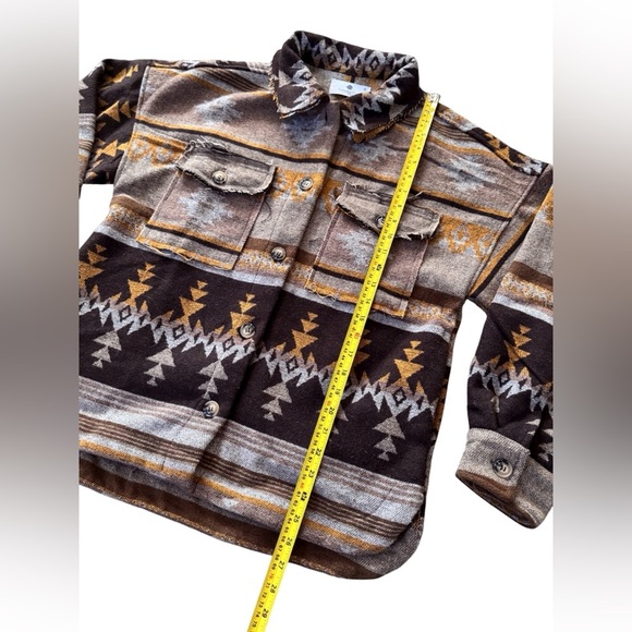 Bozeman Womens Small Native Aztec Wheat Fields Boho Knit Shirt Jacket Coat EUC - Picture 5 of 5